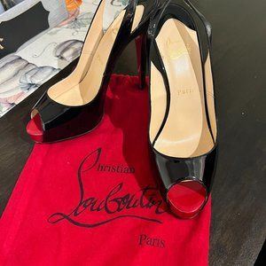 Christian Louboutin Black Sling Back Peep Toe